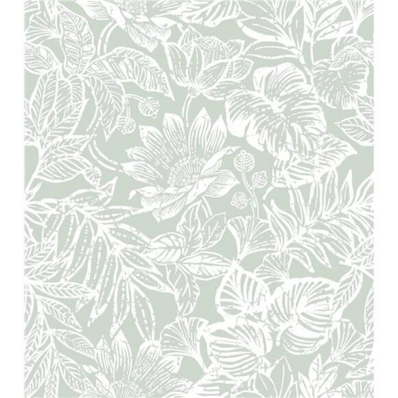 Tropical Leaf Peel Stick Wallpaper Green White Floral Removable Wall Decor - Picture 1 of 7